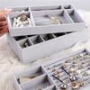 Earring Ring Jewelry Display Storage Box Case Organizer Flannel Tray Holder Gift