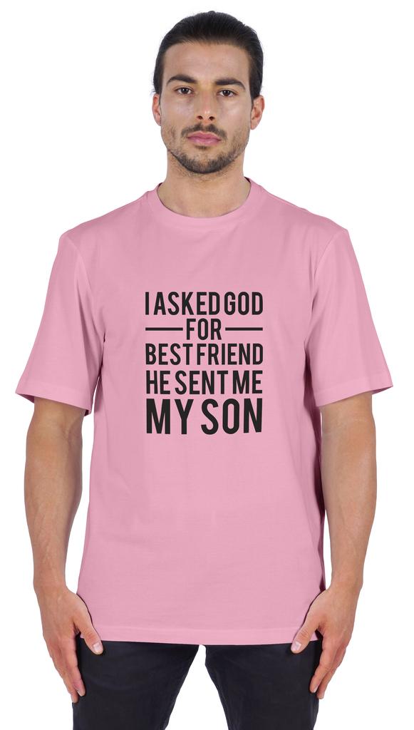 Inkmeso Men  S Graphic Printed   I Asked God For Best Friend He Sent Me My Son   Tshirt Crew Neck Tee For Father Son