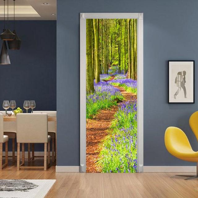3D Door Sticker Wallpaper PVC Landscape Home Decor Furniture Vinyl Wrap Waterproof Wall Sticker Bedroom Door Decorative Film