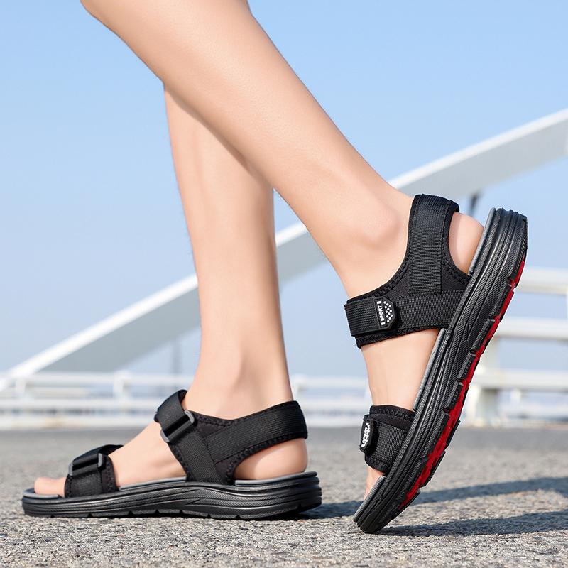 Модные мужские сандалии с нескользящей подошвой для лета Новые износостойкие дышащие простые мужские деловые пляжные туфли Женские черные