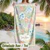 Mystical Moth Key Artwork Theme Quick Dry Beach Towel Custom Name Text Print Large Sand Resistant Towel Beach Vacation