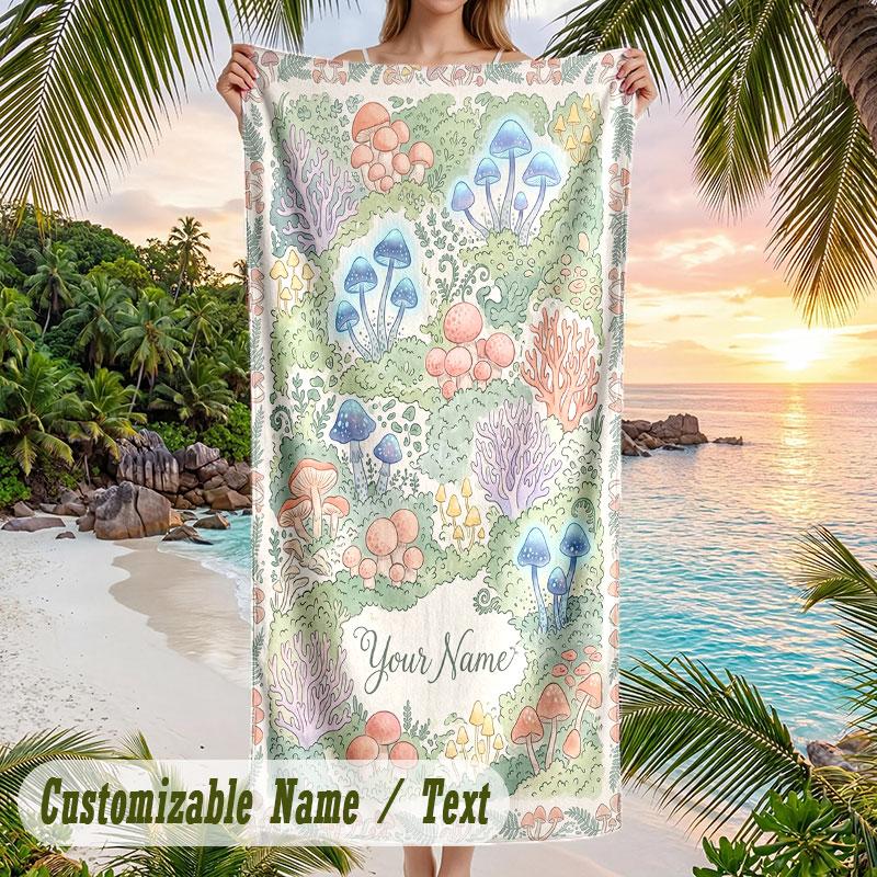 Mystical Moth Key Artwork Theme Quick Dry Beach Towel Custom Name Text Print Large Sand Resistant Towel Beach Vacation