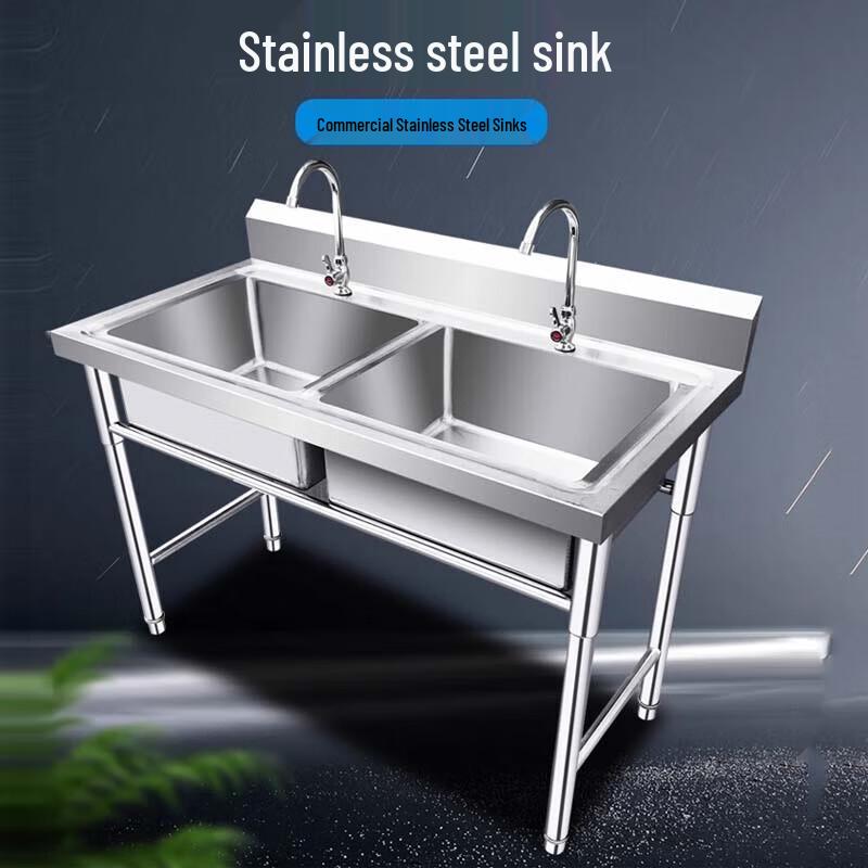 Beifu 304 Stainless Steel Commercial Double Basin Sink with Workbench