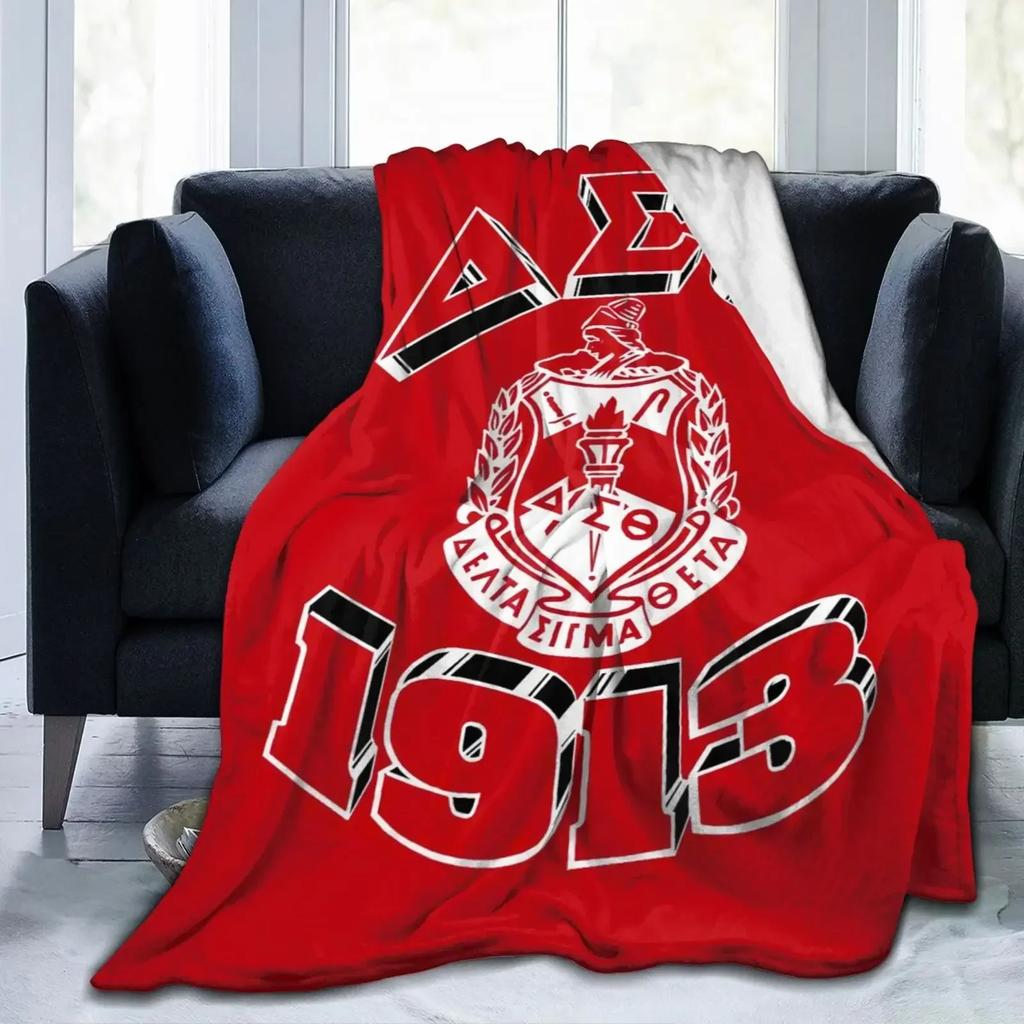 Delta Sorority D Print Throw Blanket Warm Fleece Sofa Cover DST Sigma Theta Tapestry for Bedroom Couch Bed