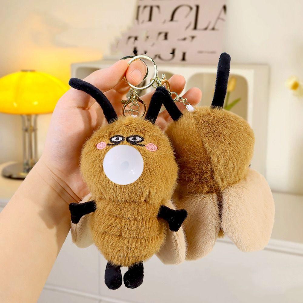 Soft Blowing Bubble Pendant Funny Xiaoqiang Doll Key Ring Cockroach Plush Key Chain  Decoration