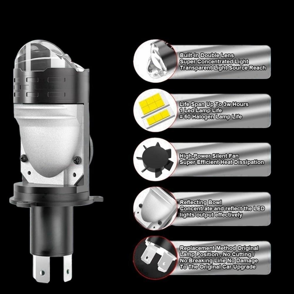 High Power H4 LED Projector Len Direct Insertion Auto LED Bulb H4 LED Headlight Bulbs  Motorbike