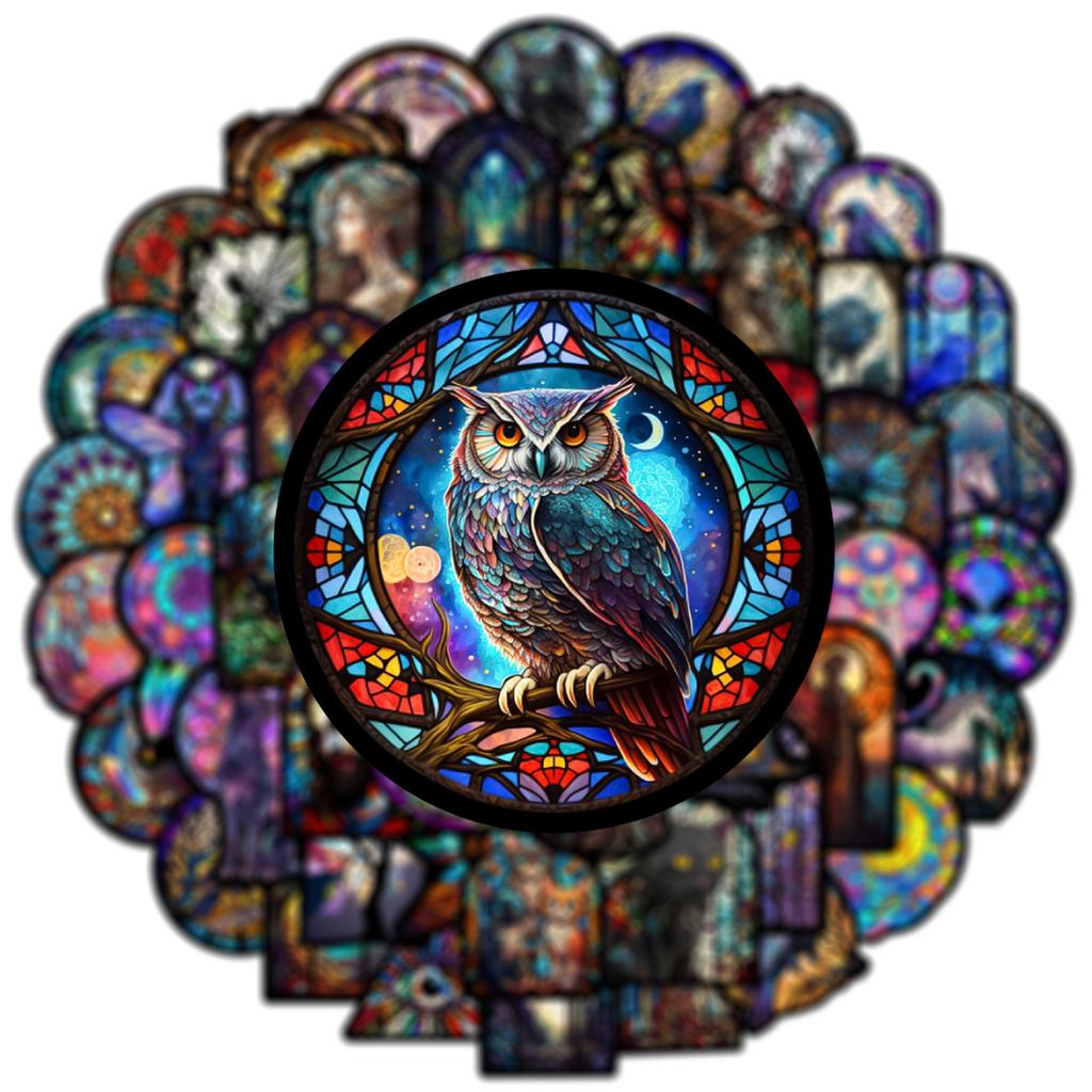 10/50PCS Gothic Dark Black Cat Moon Stickers Cool Color Crystal Window Stickers for DIY Luggage Laptop Bicycle Stickers