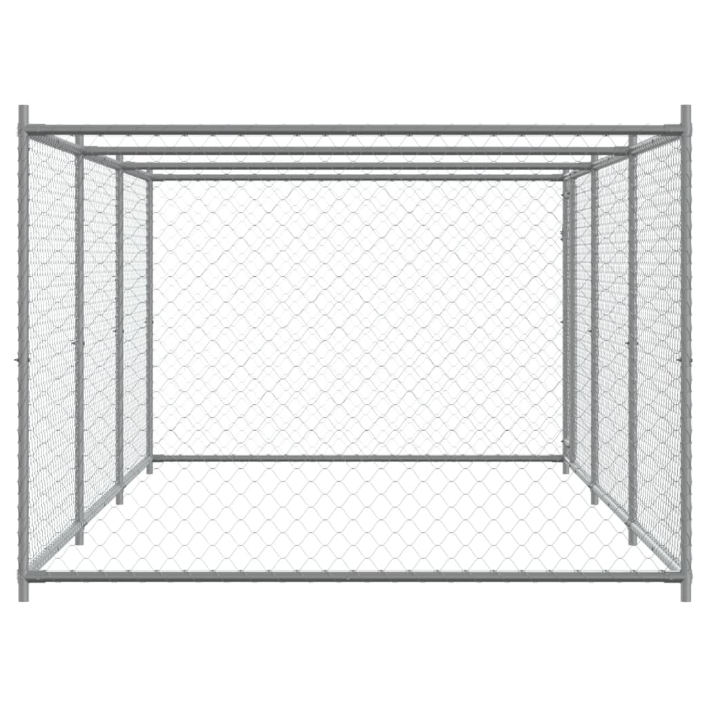 Dog Kennel with Door Gray 6 x 2 x 1.5 m Galvanized Steel