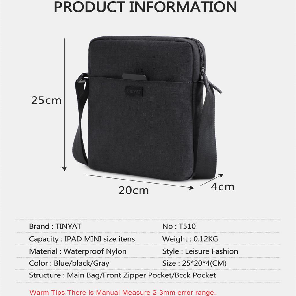 TINYAT Мужские сумки Легкая парусиновая сумка через плечо для Ipad Повседневные сумки через плечо Водонепроницаемые деловые сумки для багажа и сумок Мужские сумки Сумки через плечо