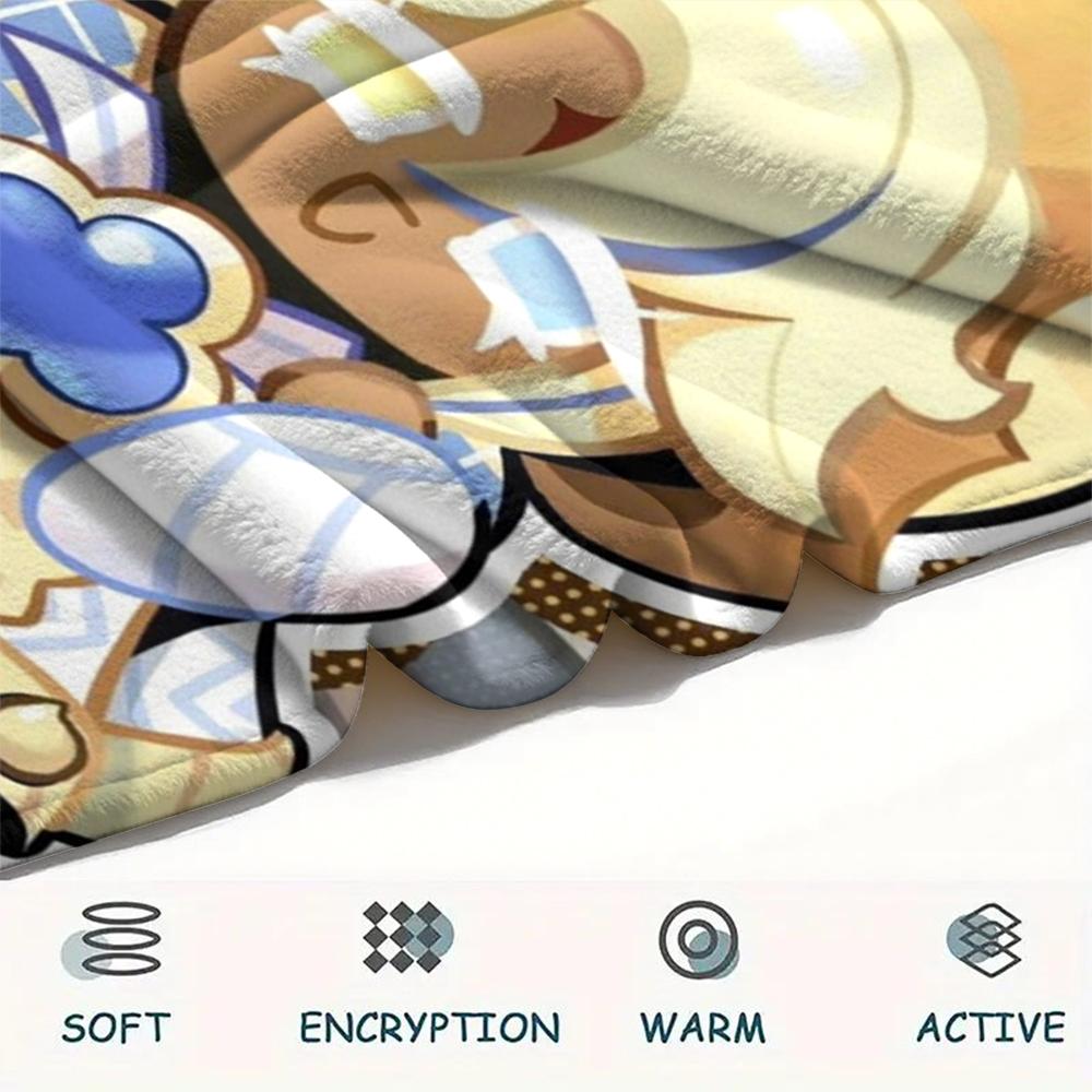 Фланелевое одеяло с принтом Cookie Run Kingdom, Высококачественное, Удобное для всех сезонов, Декор для дома, Тепло и уют, Идеально для рождественских подарков17