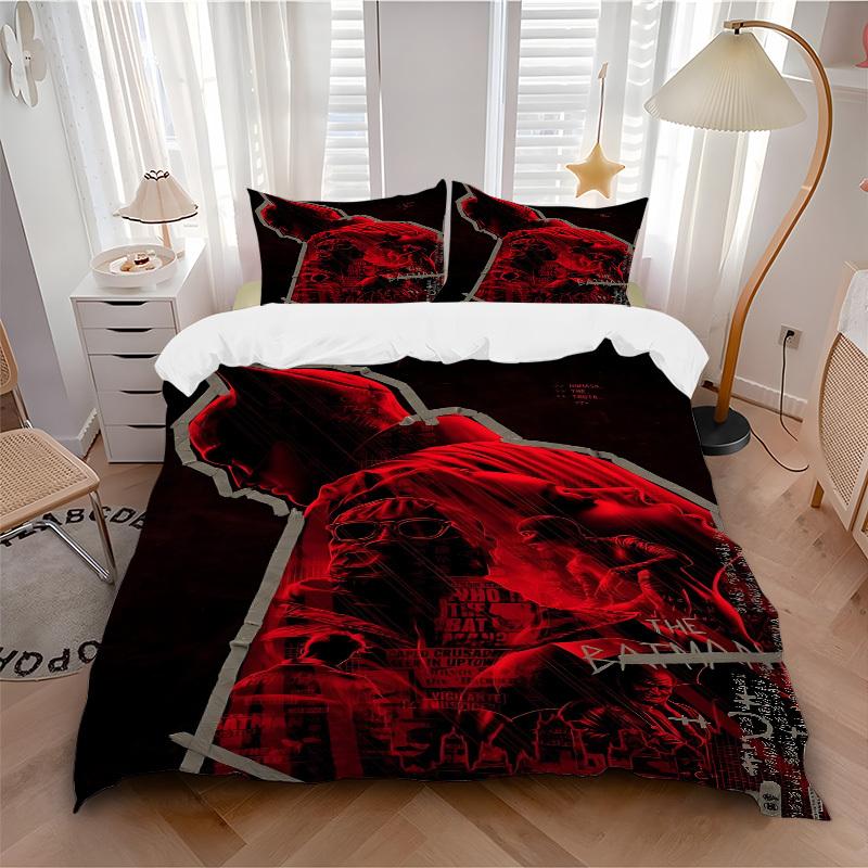 3pcs Batman, Gotham Bedding Set, Soft Polyester Duvet Cover and Pillowcases Machine Washable Seasons all suitable 86