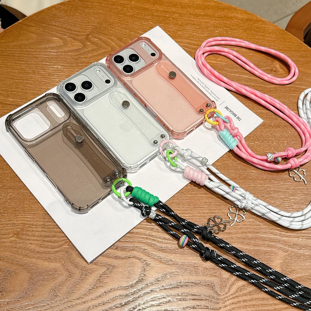 KEYSION Прозрачный чехол для телефона с ремешком-браслетом через плечо для iPhone 13 14 15 16 17 Pro Max Air 16 Plus, длинный шнурок, противоударный чехол