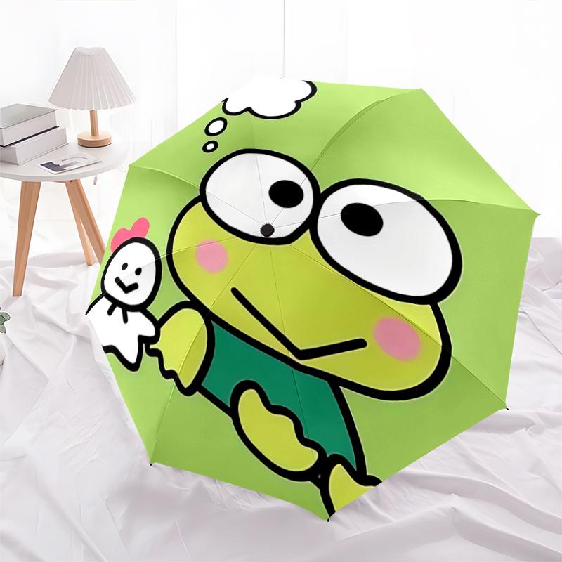 1pc Keroppi Frog & Snowman Umbrella - Automatic Opening/Closing with Foldable Design, Iron Frame for Outdoor Use, Perfect Gift for Fans, Travelers, Da