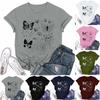Women's Fashion Casual Printed Round Neck Short Sleeved T-Shirt Top T-Shirt Top Top