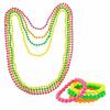 4Pcs 1980s Costume Accessory Set Women Fluorescent Neon Bracelets Necklaces Dress Up Costume Photo Props