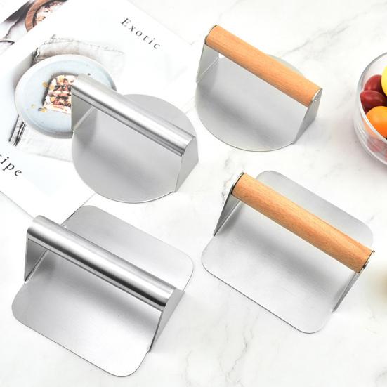 Meat Press Professional Non-stick Heavy Duty Round/Square Handheld Stainless Steel Burger Press Kitchen Tool