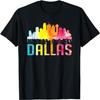 Dallas Texas Retro Watercolor Skyline Art Souvenir Gift T-Shirt