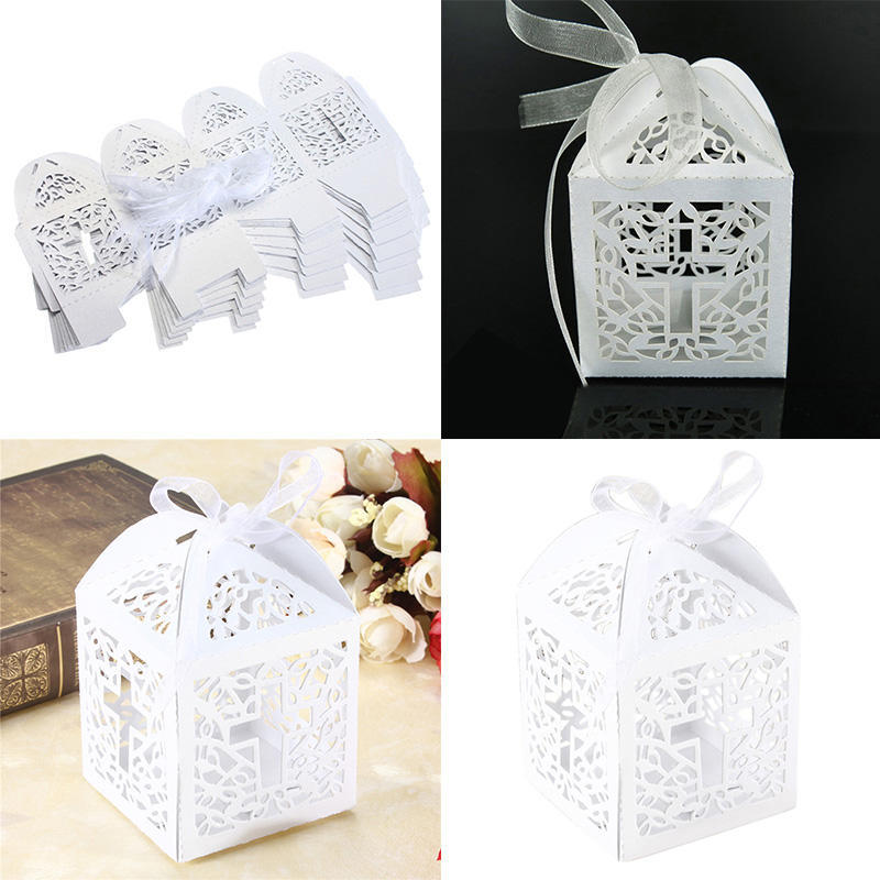 10/50/100 шт. Подарочные коробки для конфет в форме креста на свадьбу с лентой