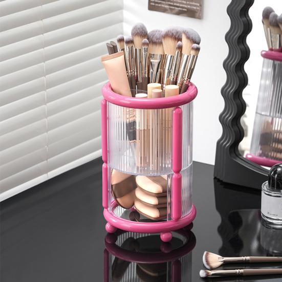 Подставка для кистей для макияжа Настольный органайзер для губной помады и карандашей для бровей 2-ярусный стакан для косметических кистей для организации туалетного столика