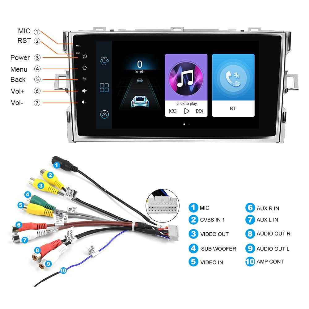 Hikity 2 Din 8 ''Android 10,0 Автомобильное стерео радио для Toyota Verso/E'Z 2009-2016 WIFI GPS Bluetooth FM Зеркальная связь Автомобильный MP5-плеер заднего вида