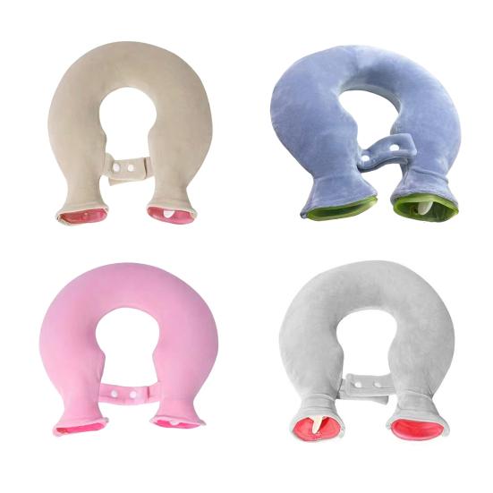 1.8L U-Shaped Hot Water Bottle Neck Shoulder Pain Relief Leak-proof PVC Hot Water Bag with Fleece Cover Hot Cold Therapy Neck Warmer Bag
