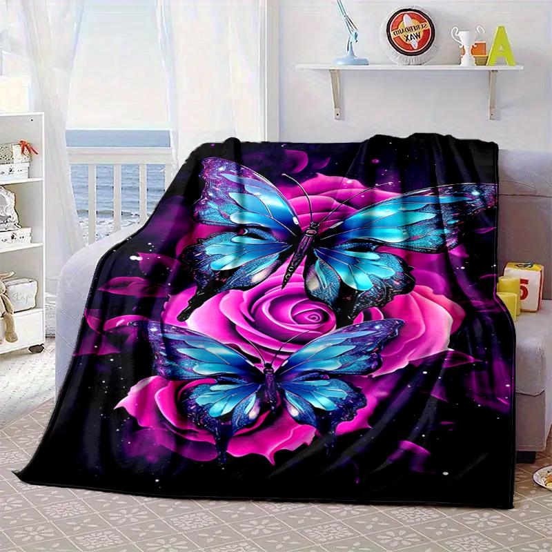 Neon Butterfly Dreamscape Blanket Flannel Blanket Throw Blanket Sofa Cover Blanket Soft Premium Blanket Picnic Blanket Tv Blanket Gifts