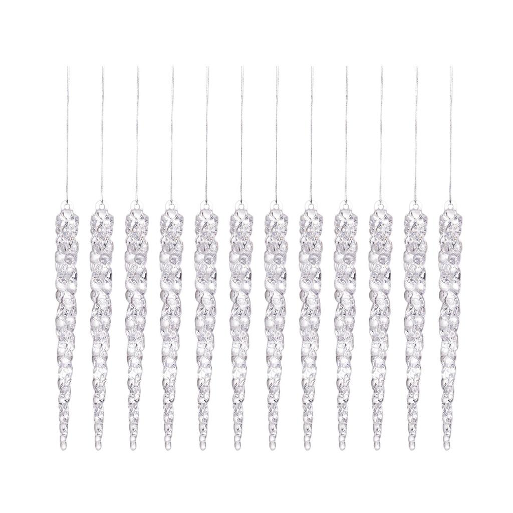 Рождественское прозрачное украшение-сосулька 12 шт. Праздничный декор для подвешивания на елку. Уникальный рождественский декор. Подарок для энтузиаста украшений.