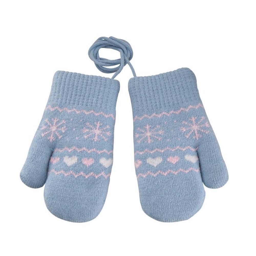 Hanging Neck Rope Children Knitted Mittens Thickened Warm Winter Warm Gloves Winter Season