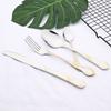 24Pcs Gold Flower Pattern Cutlery Set 18/10 Stainless Steel Tableware Set Knife Fork Tea Spoon Dinnerware Silverware Kitchen Flatware
