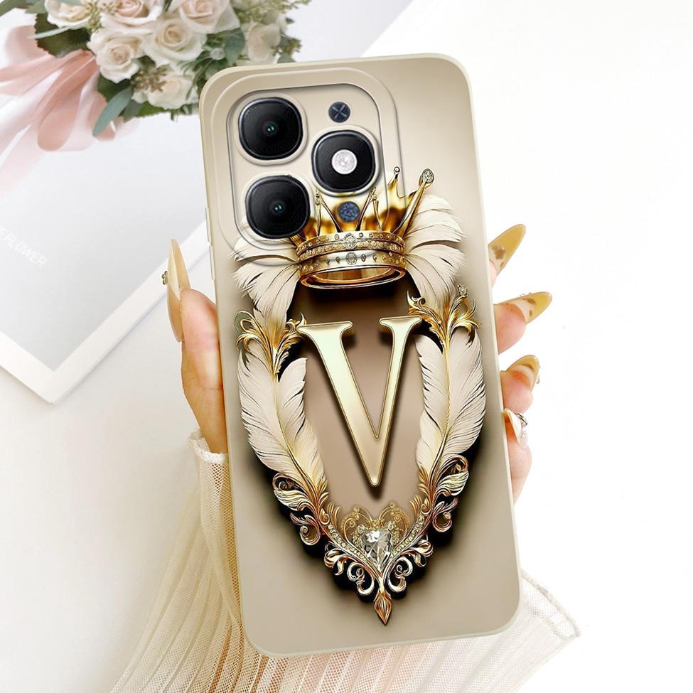Чехол для ITEL A6610L Чехол для ITEL A90 4G Силиконовый Роскошная Корона Буквы от A до Z 2D Плоский Рисунок Мягкий Чехол для Телефона для ITEL A 90 4G