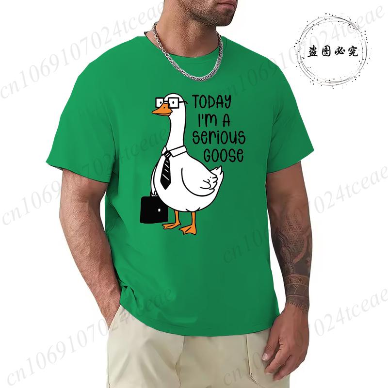 Summer Men's Tee T-shirt with Today I'm A Serious Goose Print T-Shirts Clothing Funny Sarcastic Tops Tees Daily Weekend Gifting