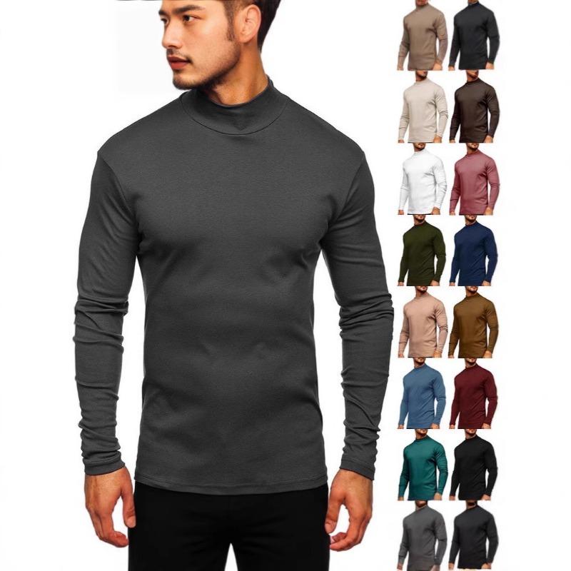 Men S Long Sleeve T Shirt Autumn Winter Warm Slim Fit Round Neck