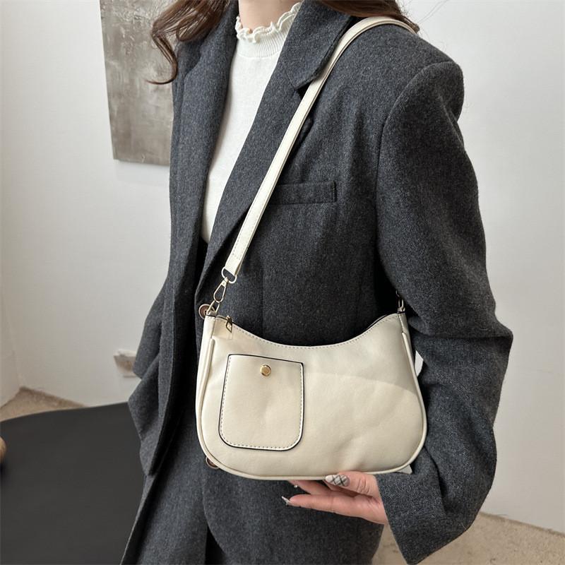 Texture Niche Minimalist Single Shoulder Underarm Bag Crossbody With Zip Closure