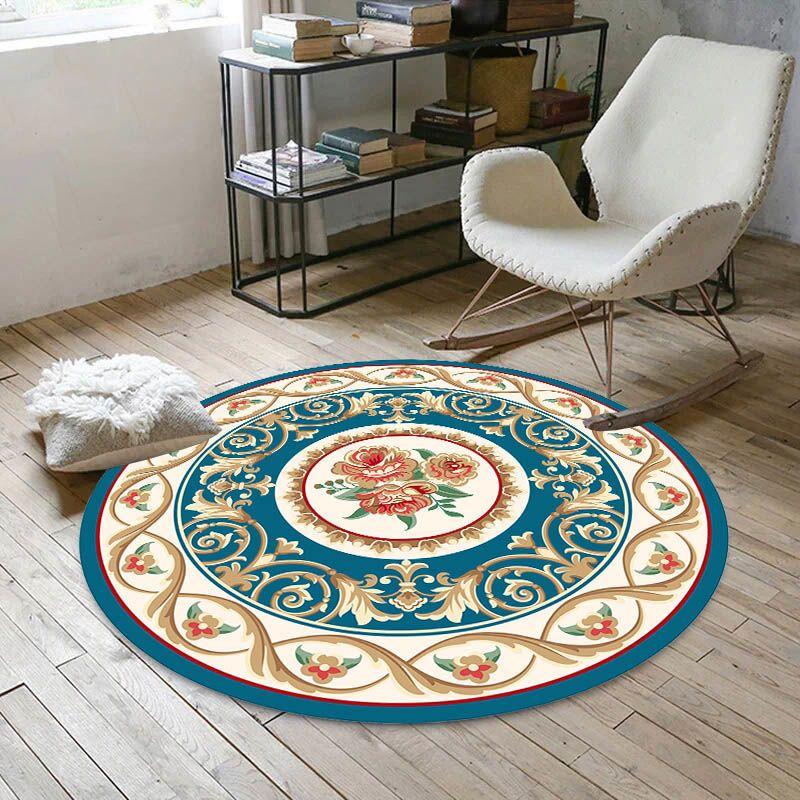 European Style Circular Carpet Bedroom Living Room Carpet Home Computer Chair Mat Bedside Carpet