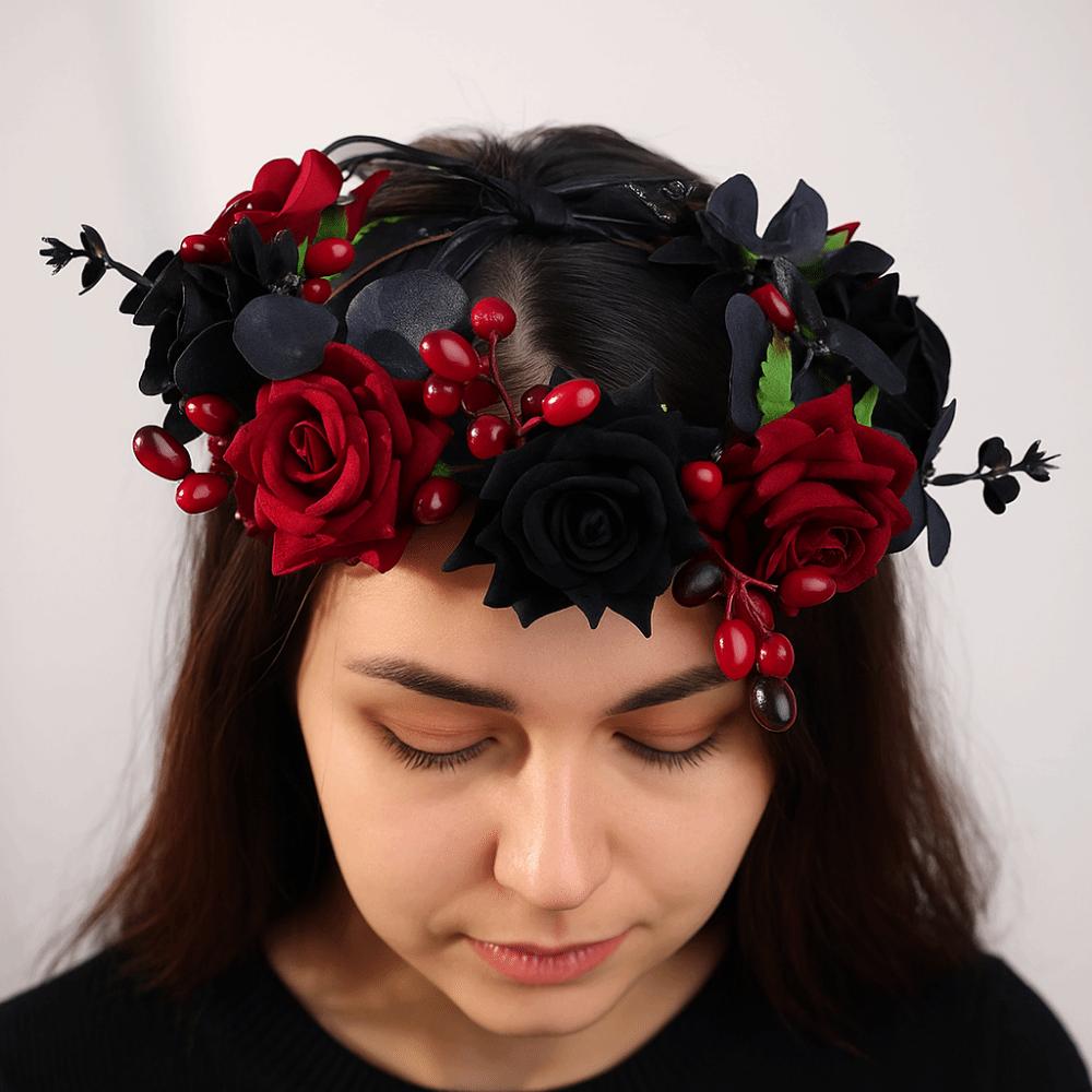 Fashion Simulation Flower Headband Plastic Gothic Headband Cosplay Headband Halloween Party