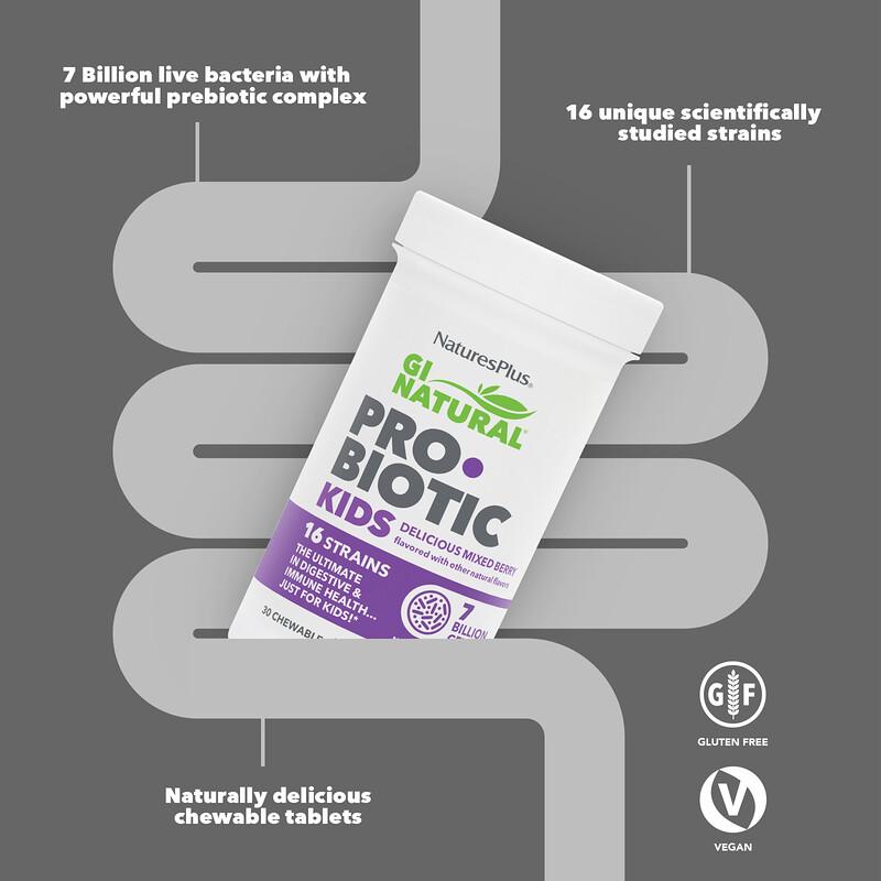 GI Natural®, Probiotic Kids, Mixed Berry, 30 Chewables
