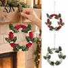 Festival Scene Ornament 8 Inch Felt Christmas Holly Wreath, Handmade Berry Hanging for Window Wreath Front Door, Winter Holiday Wall Decor Nordic