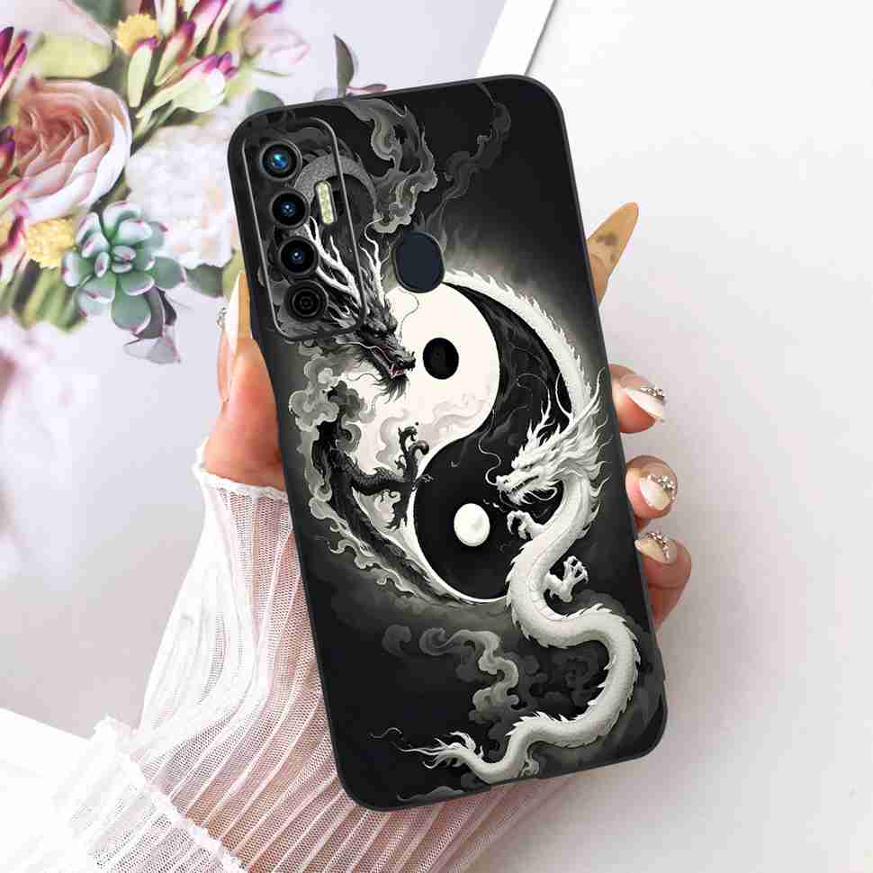 For Tecno Camon 17 CG6 CG6j Case Retro Cartoon Animals Silicone TPU Black Cover For Camon17 camon 17 Phone Casing Bumper