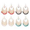 1 Pair Women Hook Vintage Hollow Ethnic Style Exaggerated Earrings Out Beads Waterdrop Shape