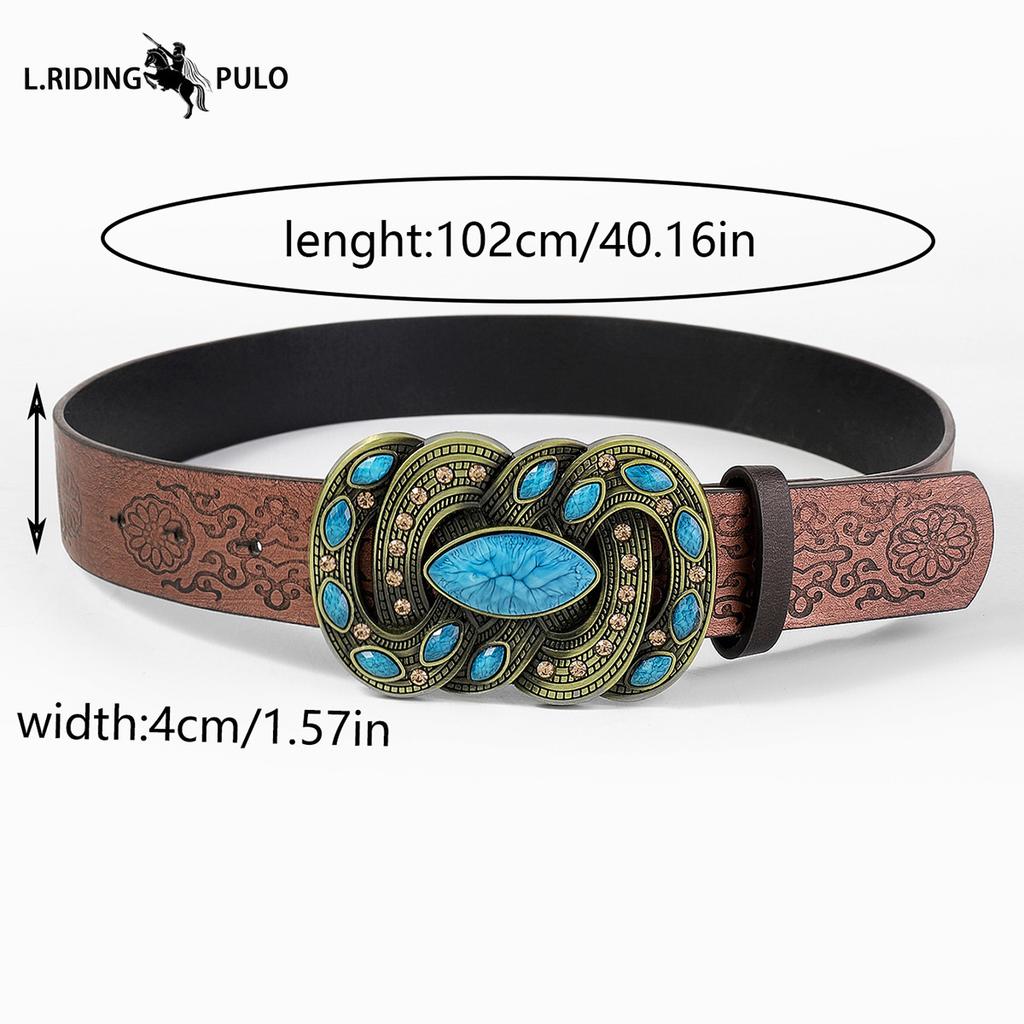 Богемный стиль Западный джинсовый ремень из искусственной кожи с тиснением Джинсы Модный пояс на талию Женский