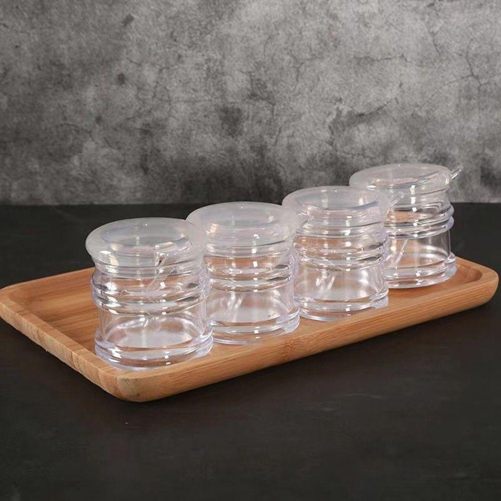 Anti-slip Bowl Sugar Transparent Sugar Pots Multifunctional Acrylic Seasoning Jar for Kitchen