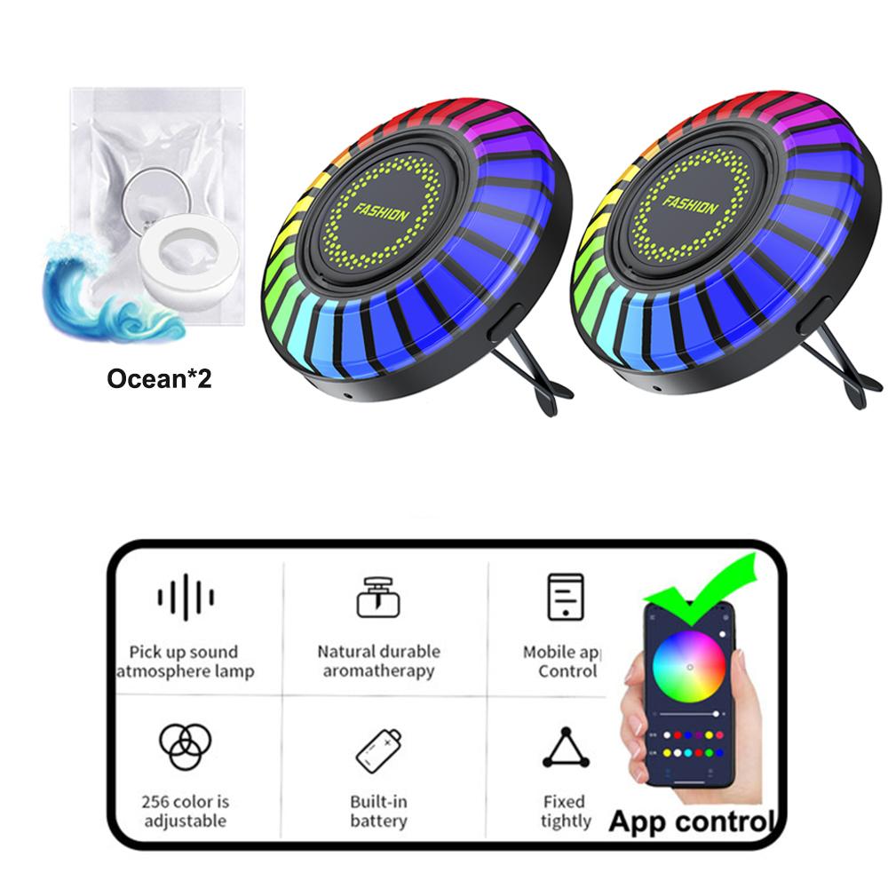 256 цветов автомобильная музыкальная ритм-лампа освежитель воздуха RGB светодиодная лента управление через приложение звуковое управление атмосферное освещение автомобильные аксессуары