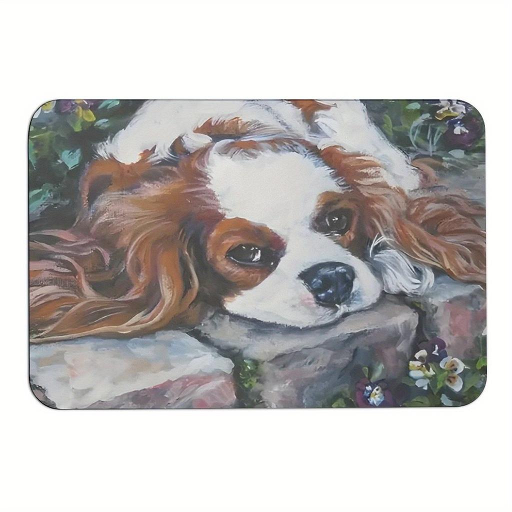 Charming Cavalier Spaniel Art Doormat - High-Quality Non-Slip Mat, Beautiful Dog Painting Design, For Pet Lovers