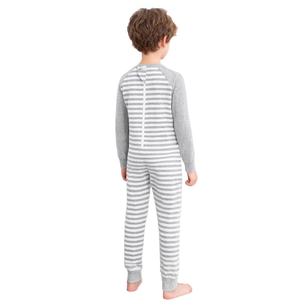 Адаптивная одежда для детей с особыми потребностями, мальчиков и девочек, комбинезон полной длины с молнией на спине, круглый вырез, длинный рукав