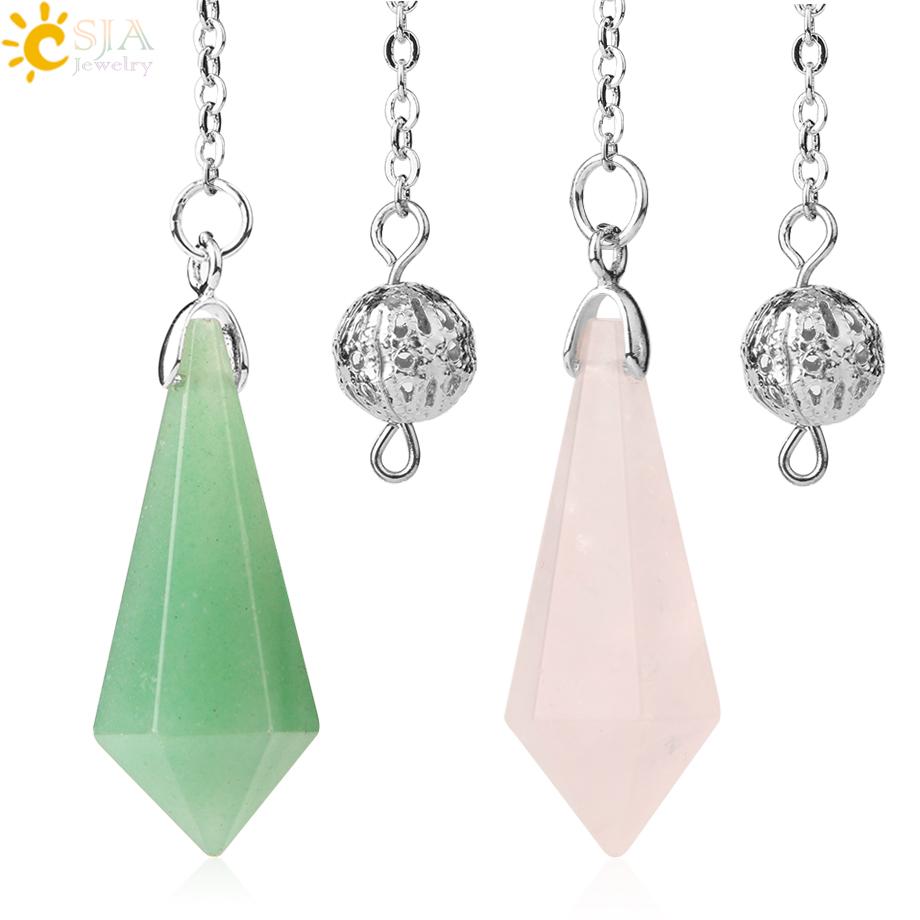 CSJA Rock Crystal Quartz Pendulum for Dowsing Rod Natural Stone Pendant Pendulos Pendules Radiesthesia Spiritual Products G690