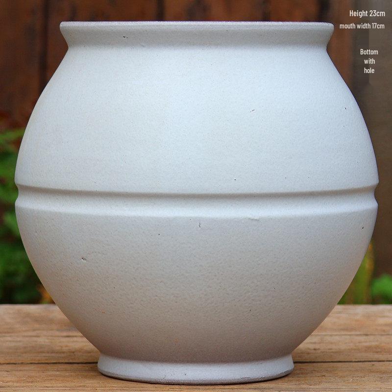 Handcrafted Retro Ceramic Pot for Large Succulents and Plants - Tall Cylinder Design for Bougainvillea, Roses, and Hydrangeas
