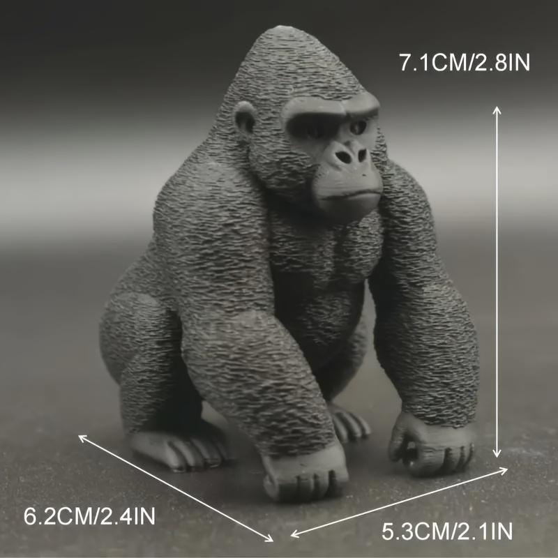 Серебряная статуэтка гориллы, напечатанная на 3D-принтере, Реалистичное украшение-шимпанзе, Для украшения рабочего стола, офиса и загородного дома