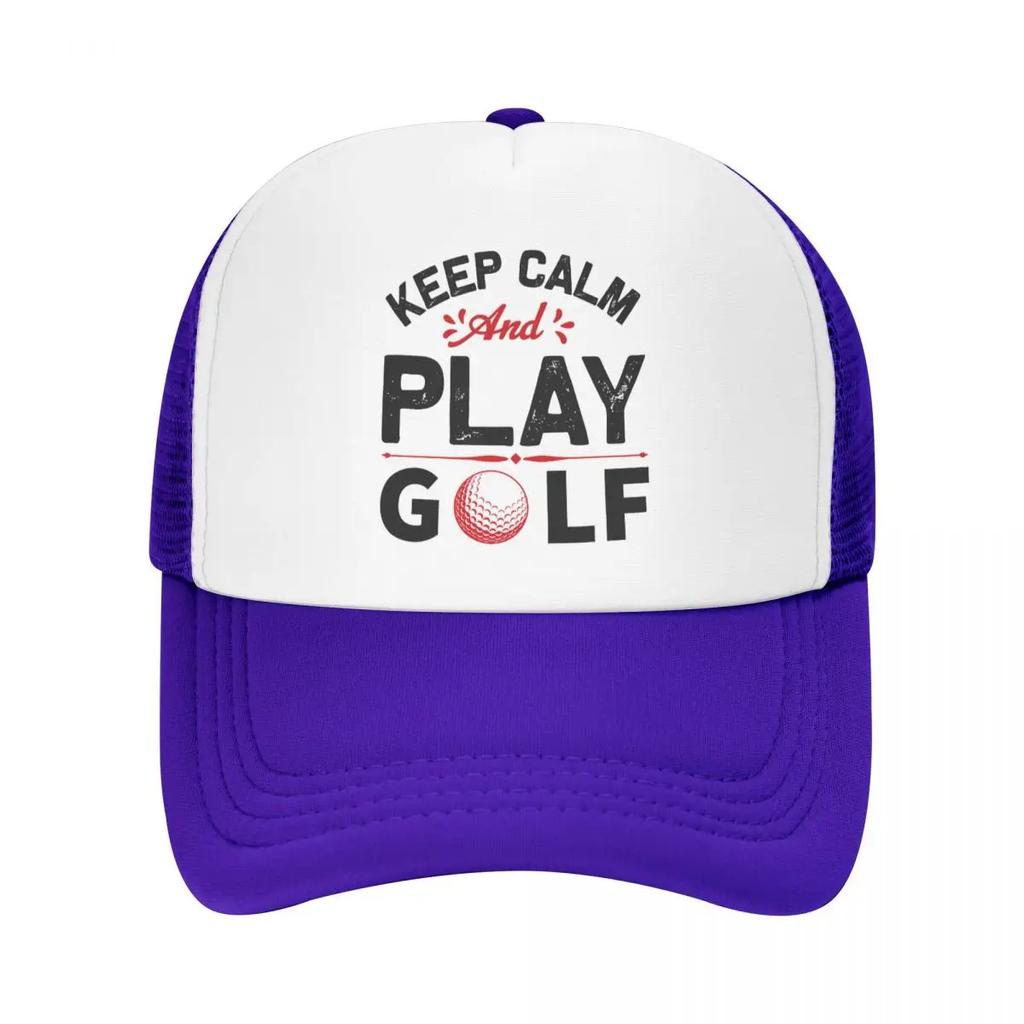 Custom Punk Keep Calm And Play Golf Baseball Cap for Unisex Women Breathable Trucker Hat Outdoor Snapback Dad Hat