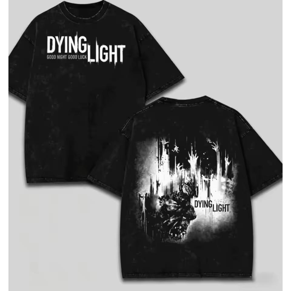 Dying Light Personality Washed Cotton T‑shirt Unisex 2026 New Year‑Round Retro Fashion Short Sleeve Streetwear Casual Tops