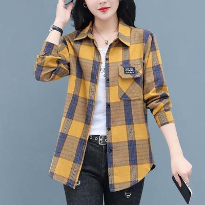 Женские свободные длинные блузки женские XL-5XL клетчатые рубашки клетчатые хлопковые рубашки женские с длинным рукавом женские топы женские офисные топы